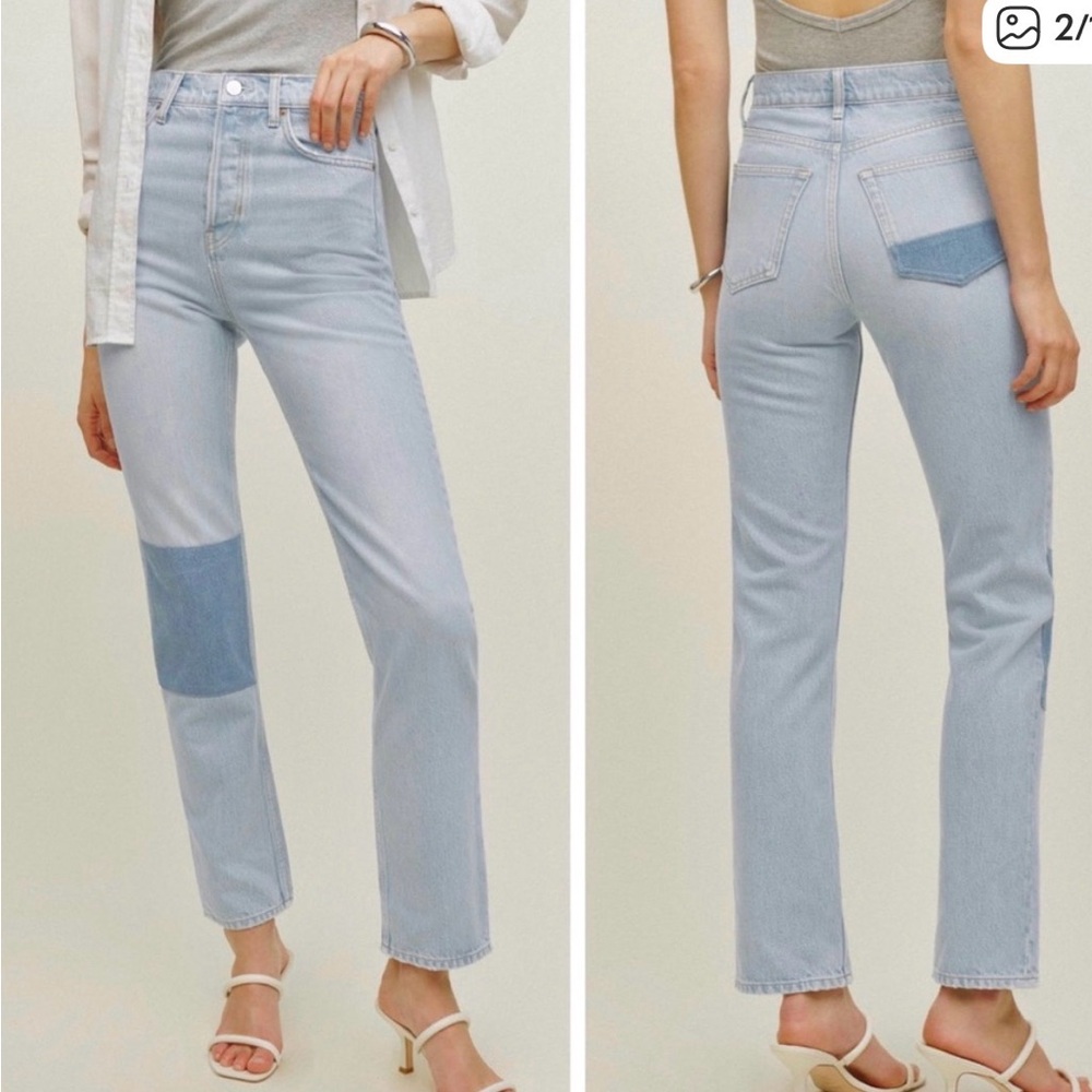 Reformation Cynthia High-Rise Patch Jeans